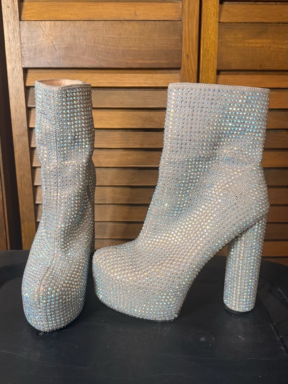 Crystal-Embellished Platform Ankle Boots - Women